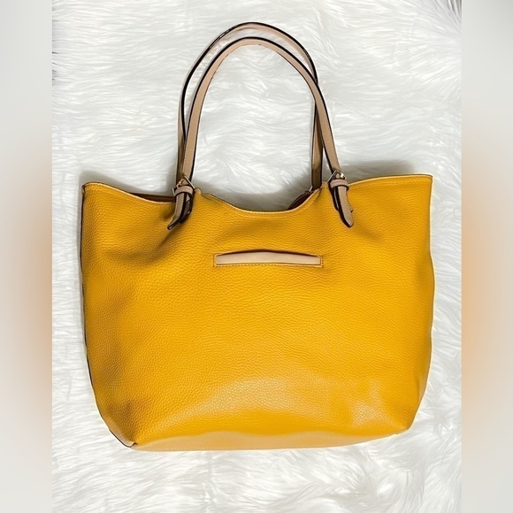 Tutilo New York Mustard Colored Shoulder Tote Bag - Picture 1 of 15